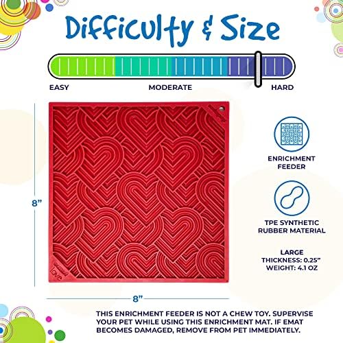 SodaPup Love eMat – Durable Lick Mat Feeder Made in USA from Non-Toxic, Pet-Safe, Food Safe Rubber for Mental Stimulation, Avoiding Overfeeding, Fresh Breath, Digestive Health, Calming, & More