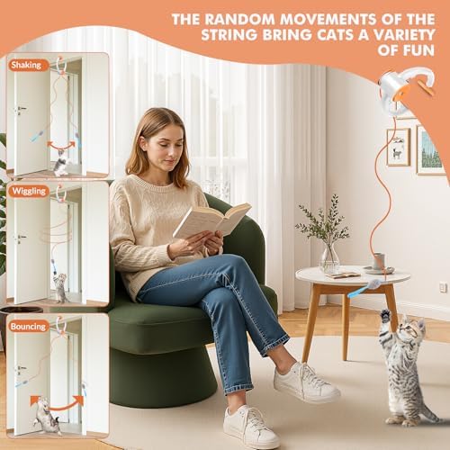 Wortade Automatic Hanging Cat Toy, Interactive Electric cat Teaser, Orange