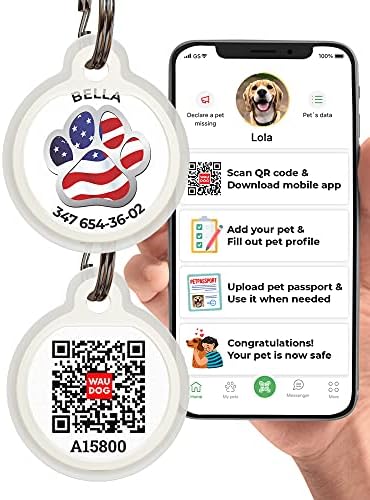 Custom Dog Tags Personalized for Pets - Silicone Dog Name Tag - QR Code Pet ID Tags for Dogs & Cats - Dog Identification Tags - Engraved Dog ID Tags Silent - Customized Puppy Name Tag for Dog Collar