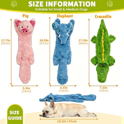 3 Pack Flat Crinkle Dog Toys for Small Medium Dogs