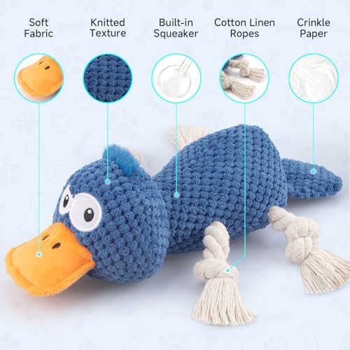Squeaky Dog Toys, Interactive Duck Dog Toy for Small Medium Dogs