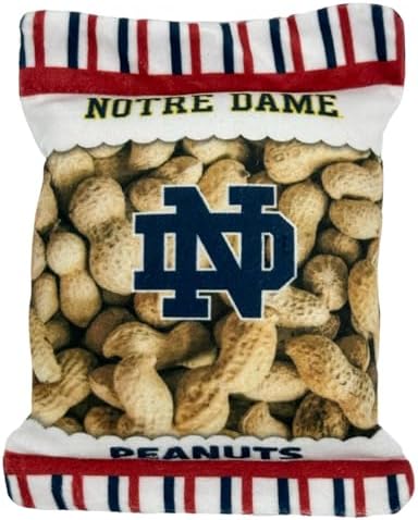Pets First NCAA Notre Dame Fighting Irish Crinkle FINE Plush Dog & CAT Squeak Toy - Cutest Stadium Peanuts Snack Plush Toy for Dogs & Cats with Inner Squeaker & Beautiful Baseball Team Name/Logo