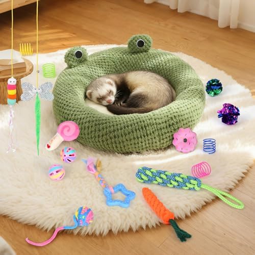 17Pcs Ferret Toys Set, Interactive Chew & Enrichment Toys for Small Pets