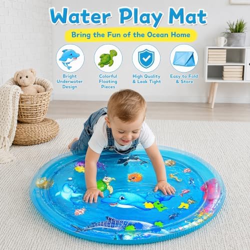2026 Upgraded Cat Water Mat – 5-Layer Anti-Scratch Leak-Proof Sensory Play Mat for Indoor Cats, BPA-Free Cooling Water Pad, Interactive Enrichment Toy (S4, 66 * 47CM, 4 Fish + Pump Included)
