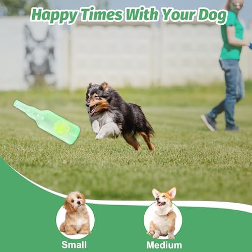 Green Water Bottle Dog Toy,Crunchnplay Bottle Toy for Dogs,Floating Dog Chew Toys,Squeaky Dog Toys for Aggressive Chewers,Dog Toy Water Bottle Cruncher,Interactive Dog Toys for Small Dogs Boredom