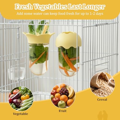 2 PCS Bird Food with Water Storage Design, Hanging Birds Feeder (Yellow)