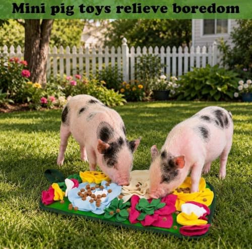 Pig Foraging Mat for Mini Pigs, Pig Toys for Mini Pigs with Snuffle Feeding Pad and Chewable Enrichment Features, Interactive Treat Seeking Activity Toy for Pet Pigs, Farm Pigs and Small Animals