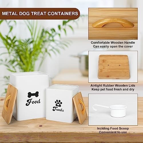 Dog Treat Container 2PCS, Dog Food Storage Container with Lids Airtight, Dog Treat Jars for Kitchen Counter-7+3Lbs, Small Dog and Cat Cookie Jar for Storage, Pet Treat Container (Upgraded) White