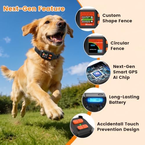 GPS Wireless Dog Fence for Outdoor Use, Custom Boundary, No Subscription
