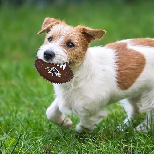 NFL Baltimore Ravens Mega-chew Hard Nylon Bacon-flavored Dog Bone Football Chew Toy. Interactive Tasty Fun Dog Chewy Toys Indestructible Strong Durable Tough Pet Biting Playtoy for Aggressive Chewers