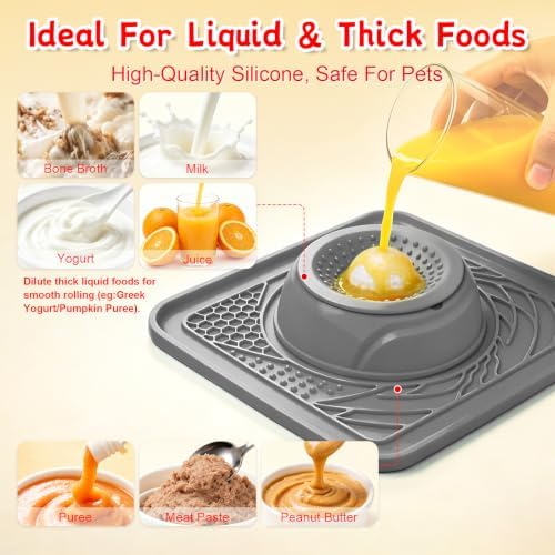 Slow Feeder Dog Bowl & Lick Mat,2-in-1 Dog Lick Bowl with Interactive Rolling Ball for Liquid and Thick Treats,Anti-Slip Dog Lick Bowl for Dogs & Cats