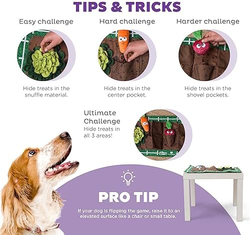 Outward Hound by Nina Ottosson Activity Matz Garden Game Plush Dog Puzzle Mat Dog Enrichment Dog Toy, Level 2 Intermediate, Multicolored