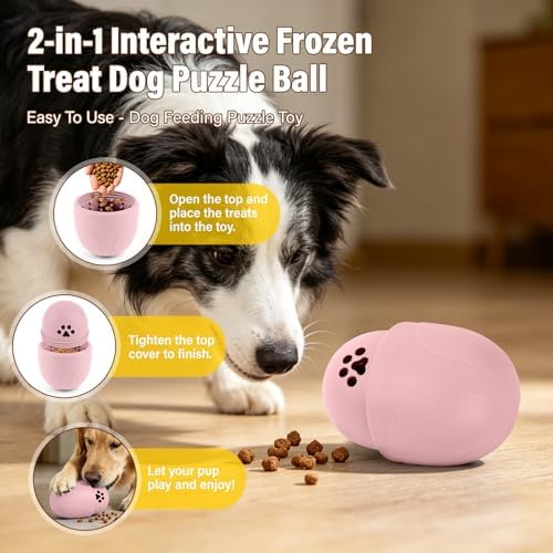 Frozen Treat Dog Toy BPA Free Silicone Dogs Slow Feeder Lick Ball, Pink