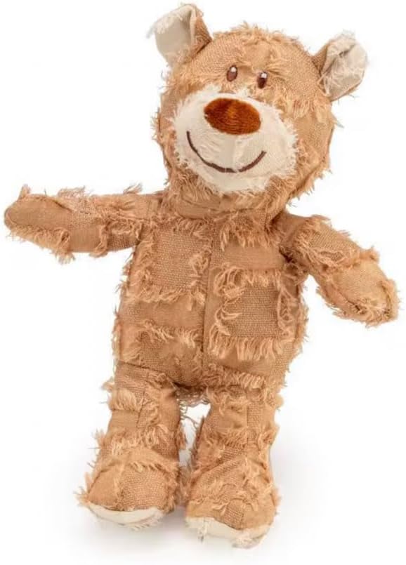 Robust Bear Dog Toy with Squeaker, Textured Chew Toy for Teeth Cleaning and Healthy Chewing Habits (Tan)
