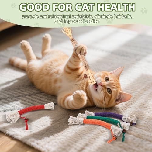 WOUSEDO 8 Pack Catnip Chew Toys for Cats, Cotton Sisal Rope Toys