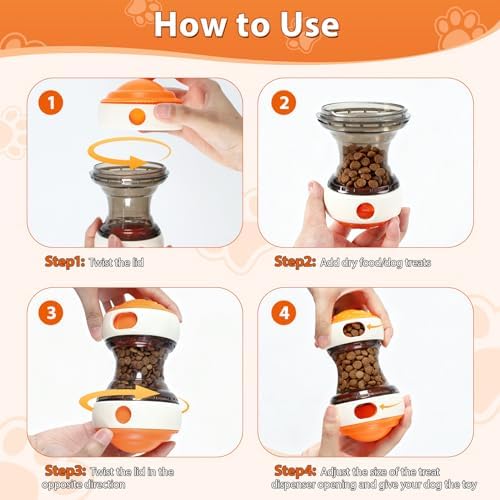 Dog Puzzle Toy - Adjustable Treat Dispensing Ball Food Dispenser Slow Feeder, Puppy Enrichment Training Toy, Pet Interactive Chase Toy for Small Medium Dogs to Keep Them Busy and Relieve Boredom