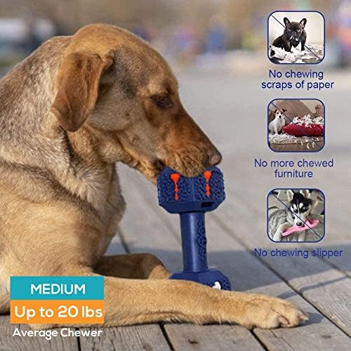 Dog Chew Toys for Aggressive Chewers Indestructible Dog Toys Tough Natural Rubber Dumbbell Toy for Small Medium Large Dogs Large Blue