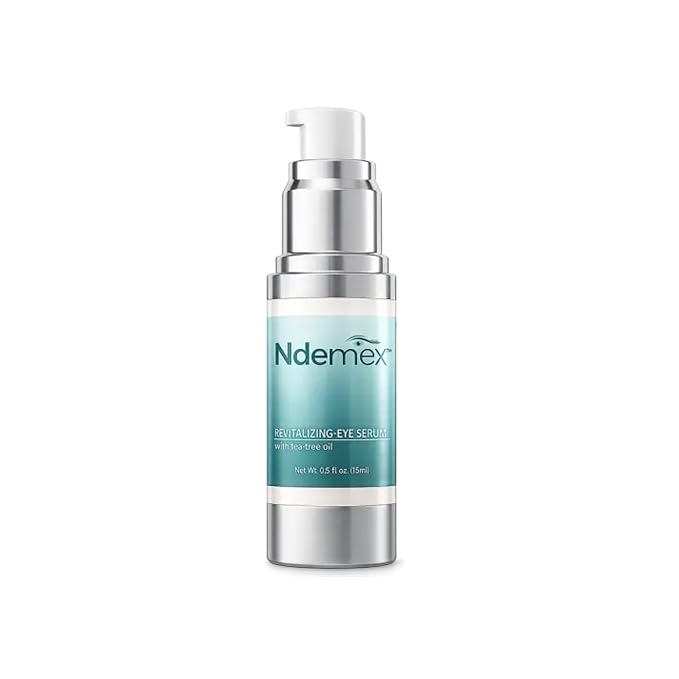 Ndemex Revitalizing Eye Serum with Tea Tree Oil - 15 ml (0.5 fl.oz) | Hydrating, Nourishing & Refreshing Eye Serum Pump Bottle | Gentle Eyelid Care | Daily Eye Comfort & Smoothing Serum for Women, Men