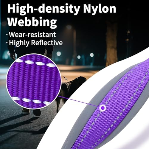 Segarty Reflective Purple Girl Dog Collar, Adjustable Wide Soft Comfortable Breathable Neoprene Padded Nylon Collar with Heavy Duty Metal Buckle for Extra Large Breeds (XL, Purple)