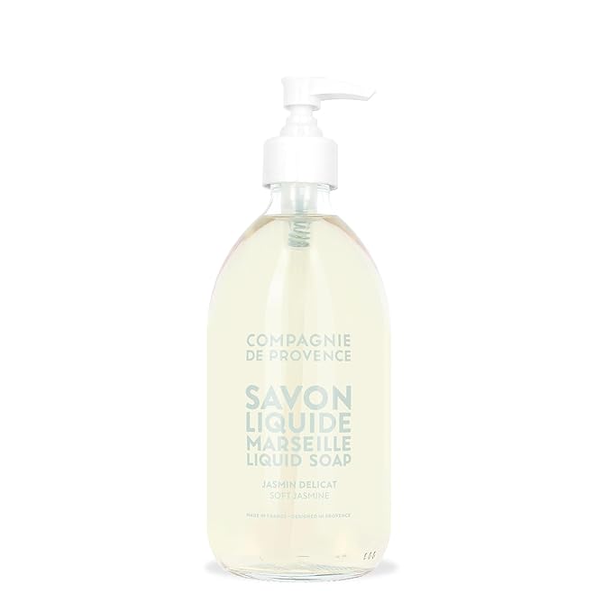 Compagnie de Provence Savon de Marseille Extra Pure Liquid Soap - Sweet Jasmine, Moisturizing Hand and Body Wash, 16.7 Fl Oz Glass Pump Bottle