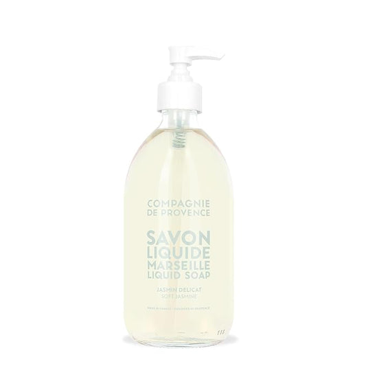 Compagnie de Provence Savon de Marseille Extra Pure Liquid Soap - Sweet Jasmine, Moisturizing Hand and Body Wash, 16.7 Fl Oz Glass Pump Bottle