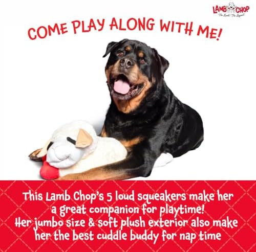 Multipet Lamb Chop Dog Plush Toy - Squeaky Toy for All Dogs - Extra Soft Plush - Stuffed Animal for Cuddling & Playing - Jumbo (24", Cream)