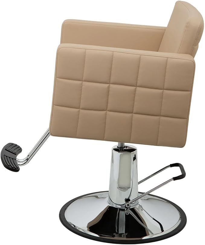 Buy-Rite Icon Styling Chair for Professional Salons & Barbers, Wide Quilted Seat, Durable Steel Frame, One-Piece Foam Cushion, Adjustable Hydraulic Pump, Easy-to-Clean Design, YLG-192 (Sand)