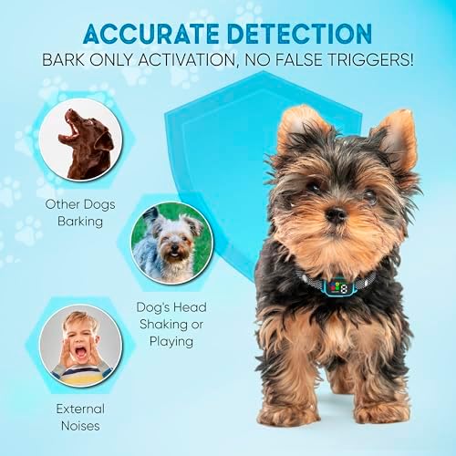 2 Pack Tiny Bark Collar for Small Dogs 5-15 lbs and Puppies - No Shock Anti Barking Collar - Rechargeable Smart Collar for Dog Training with 7 Sensitivity Levels and 3 Beep&Vibration Modes