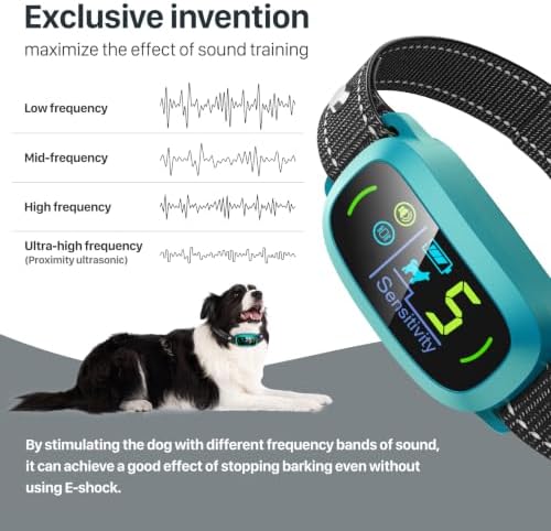 FAFAFROG Dog Bark Collar, Rechargeable Smart Collar, Anti Barking Training Collar with 5 Adjustable Sensitivity Beep Vibration, Bark Collar for Large Medium Small Dogs (Clear)