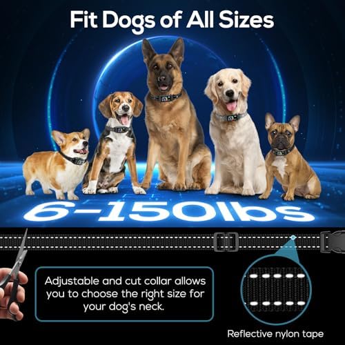 Bark Collar, 2 Pack Smart Dog Bark Collar for Large Medium Small Dogs, Anti Barking Device for Dogs Training Collar with Beep Vibration Harmless Shock, 5 Adjustable Sensitivity (Black)