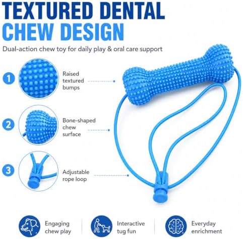 Paw Motion Dog Dental Toy, Dual-Action Rope Chew Toy for Teeth Cleaning, Interactive Tug Toy with Textured Knots, Puppy Training Toy for Small Medium Large Dogs，1 Pack
