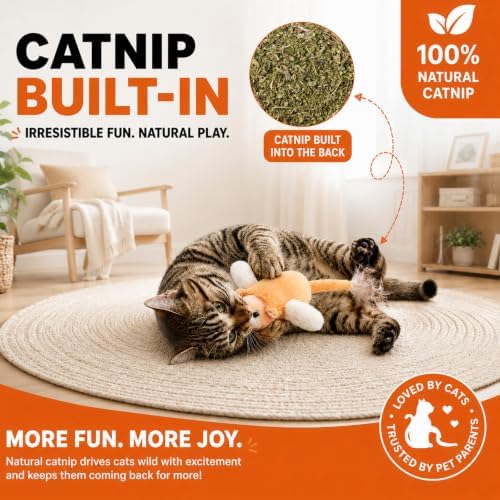 BABORUI Interactive Cat Toy Flying Mouse, Orange Mouse