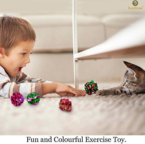 SunGrow 12 Pack Cat Crinkle Balls - 2 Inch Toys for Indoor Pets - Keep Your Feline Energetic & Excited with Vibrant Colors, Lightweight Design for Long-Lasting Fun, Perfect for Playtime