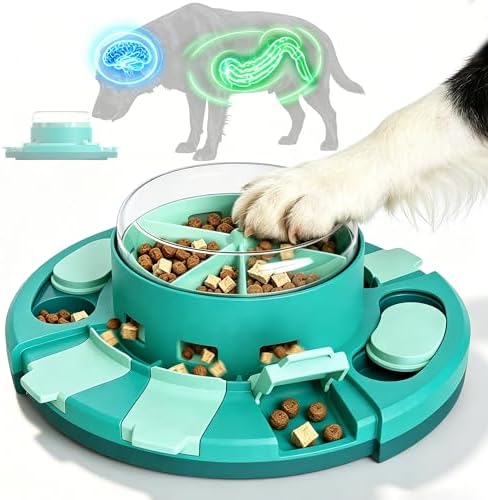 Aluckmao Dog Puzzle Toy Feeder, Press to Dispense Food & Treats