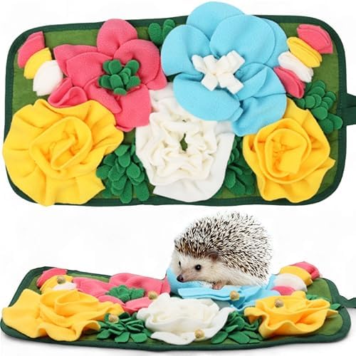 Foraging Mat for Hedgehog Enrichment Toys, Hedgehog Toys for Cage, Interactive Feeding Toy for Small Pet, Rabbit Foraging Mat, Hedgehogs Accessories, Guinea Pig Toy (Green, 17.7x9.8in)