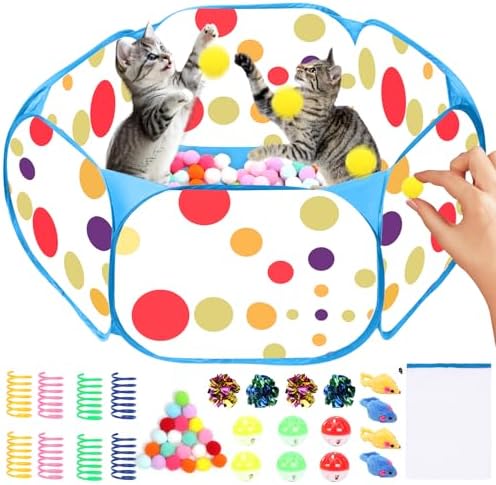Cat Ball Pit for Cats, 226 Pcs Interactive Cat Toys for Indoor Kittens,Blue