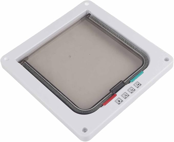Generic Smart Cat Door 4 Way Lockable Pet Cat Small Dog Flap Door for Pet Care White Small Size S