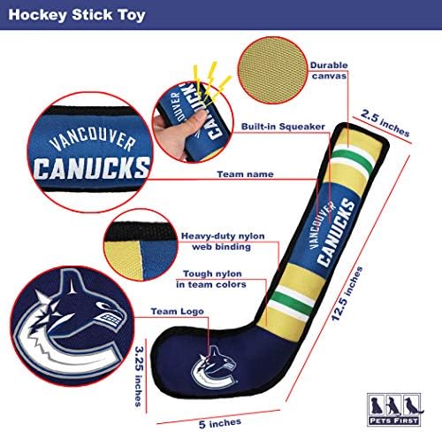 Pets First NHL Vancouver Canucks Stick Toy for Dogs & Cats. Play Hockey with Your Pet with This Licensed Dog Tough Toy Reward!