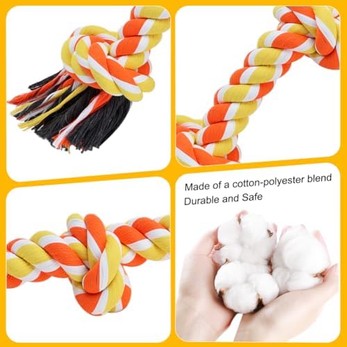 SZEE Dog Rope Toy for Large Dogs, 37 Inch 5 Knots, Halloween Pet Toys for Large Breeds, Tug of War Rope, for Energy Release & Boredom Relief (Yellow & Orange)