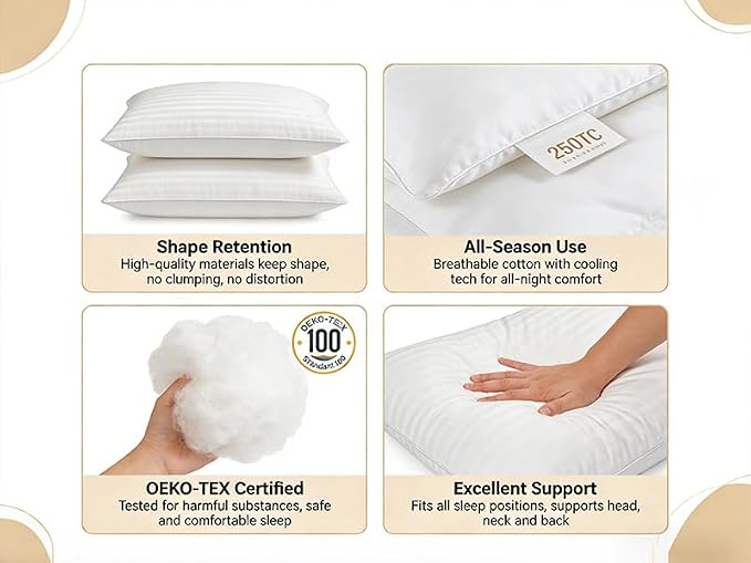 JMGBird Decorative Pillows, Inserts & Covers Throw Pillows for Bed | 27x17 Queen Size Bed Pillows for Sleeping Premium Fill Pillows, Soft Supportive Hotel Quality Sleeping Pillows