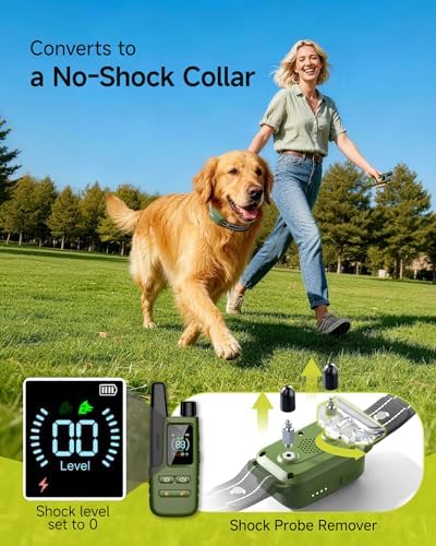 Dog Shock Collar - 4500FT Dog Training Collar with Remote | IPX8 Waterproof Electric Dog Collar with 4 Training Modes Security Lock, Rechargeable eCollar for 10-120lbs Dog(Green 2 Pack)