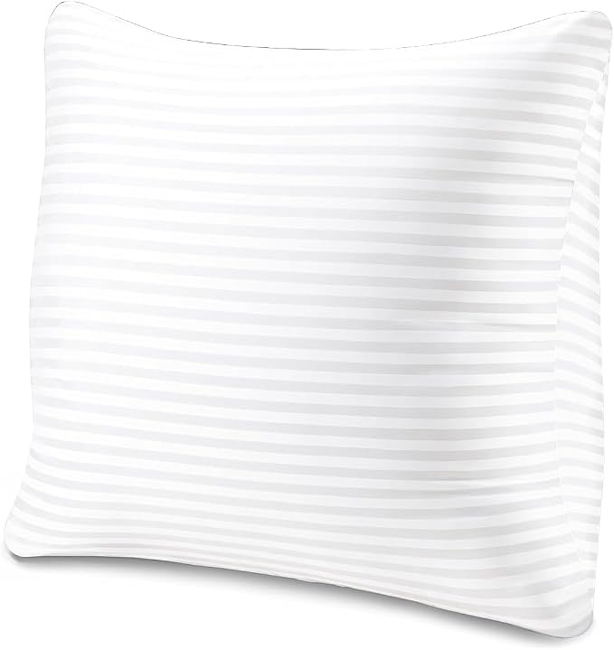 EvZ Set of 2 Overstuffed Pillow Inserts 18x18 - Premium Soft Square Decorative Sham Stuffers - Hypoallergenic Polyester Filling Cushion Forms for Couch, Sofa & Bed - White Striped (18" x 18")