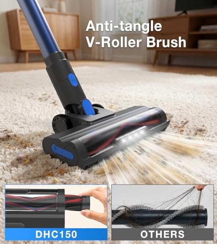 Cordless Vacuum Cleaner, 480W/45Kpa Vacuum Cleaners for Home, Self-Standing Stick Vacuum with LED Display, Anti-Tangle & Wall Mount Charging, 8 in 1 Lightweight Vacuum for Hard Floors Carpet Pet Hair