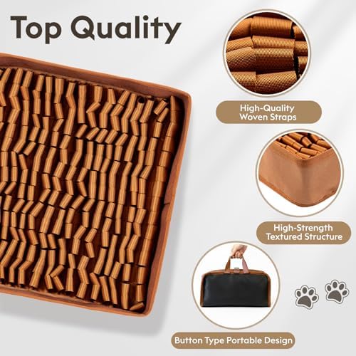 FunFurry Snuffle Mat for Dogs, Dog Puzzle Mat, Interactive Dog Toys for Enrichment,Sniff Mats with Non-Slip Backing,Portable Design Easy to Store (Brown, 14" X 12"-Portable)