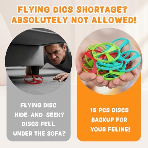 15 PCS Flying Spinners for Disc Launcher Interactive Cat Fetch Toy