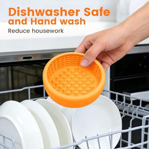 Dog Slow Feeder Licking Bowl,Freezeable Anxiety Relief Treat Dispenser, Non-Slip Anti-chocking Pet Dish,Entertainment Interactive Puzzle Toy for Small Medium Breed, BPA Free Silicone Dishwasher Safe