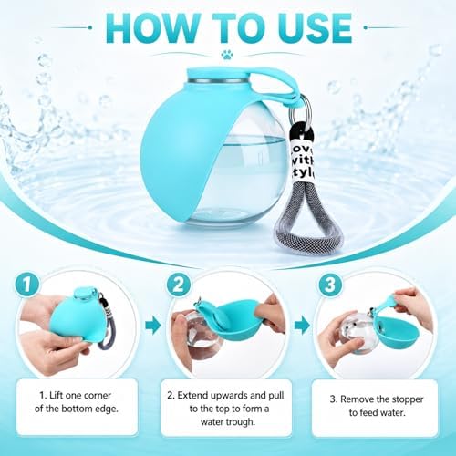 2 in 1 Portable Dog Water Bottle Tumbler, 10oz Stainless Steel (Blue)