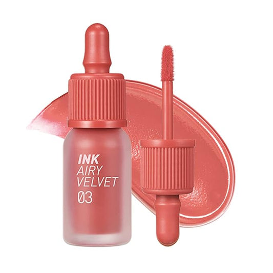 Peripera Ink Airy Velvet Lip Tint | High-Pigmentation, Lightweight, Soft, Moisturizing, Not Animal Tested | Cartoon Coral (#03), 0.14 fl oz