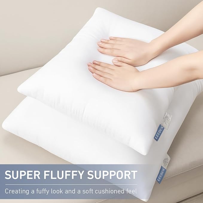Leeden 22x22 Pillow Inserts Pack of 4, 22 Inch Throw Pillow Inserts, Soft Fluffy Decorative Square Pillow Inserts for Couch, Sofa, Bed, and Home Decor White Pillows