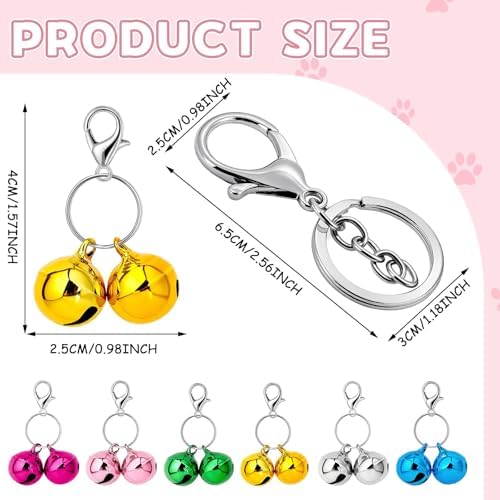 PETKNOWS 6 Pack Pet Bells for Dog Cat Collars, with Metal Keychain Clip